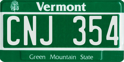 VT license plate CNJ354