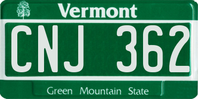 VT license plate CNJ362