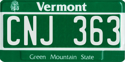 VT license plate CNJ363