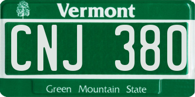VT license plate CNJ380