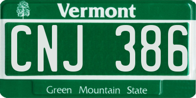 VT license plate CNJ386
