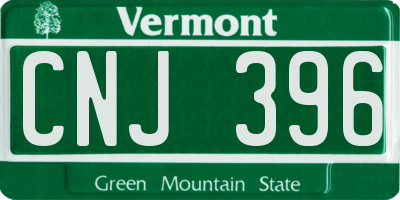 VT license plate CNJ396