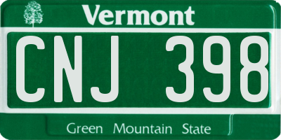 VT license plate CNJ398