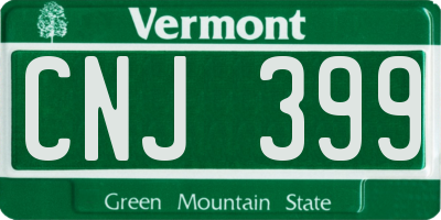 VT license plate CNJ399