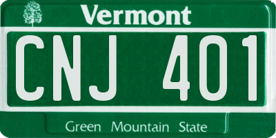 VT license plate CNJ401