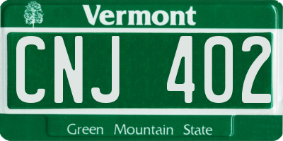 VT license plate CNJ402