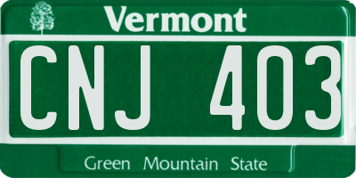 VT license plate CNJ403