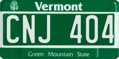 VT license plate CNJ404