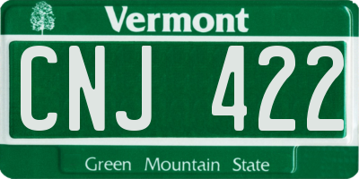 VT license plate CNJ422