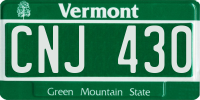 VT license plate CNJ430