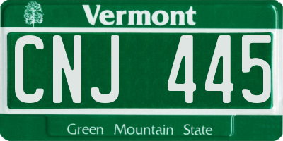 VT license plate CNJ445