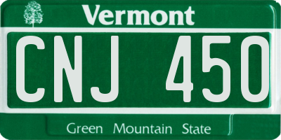 VT license plate CNJ450