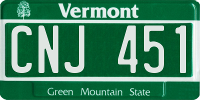 VT license plate CNJ451