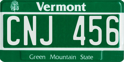 VT license plate CNJ456