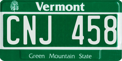 VT license plate CNJ458