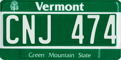 VT license plate CNJ474