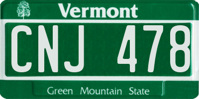 VT license plate CNJ478