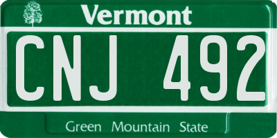 VT license plate CNJ492