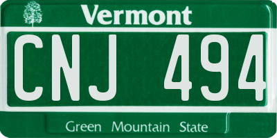 VT license plate CNJ494