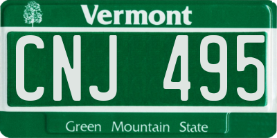 VT license plate CNJ495