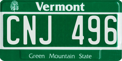 VT license plate CNJ496