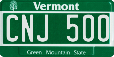 VT license plate CNJ500