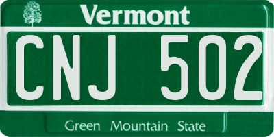 VT license plate CNJ502