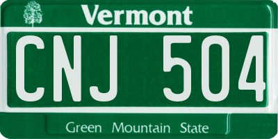 VT license plate CNJ504