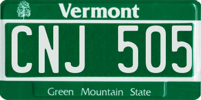 VT license plate CNJ505