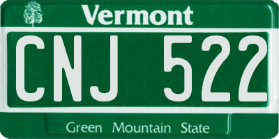 VT license plate CNJ522
