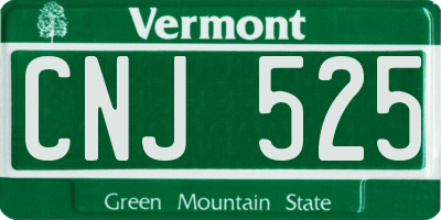 VT license plate CNJ525
