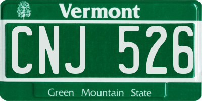VT license plate CNJ526