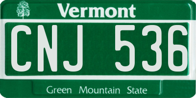 VT license plate CNJ536