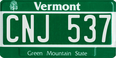 VT license plate CNJ537