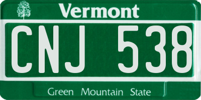 VT license plate CNJ538