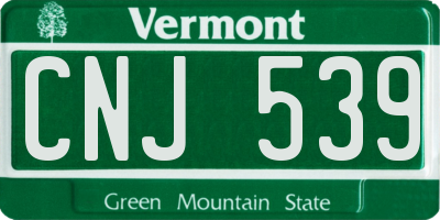 VT license plate CNJ539
