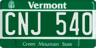 VT license plate CNJ540