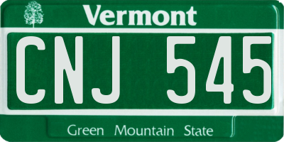 VT license plate CNJ545