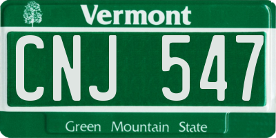 VT license plate CNJ547