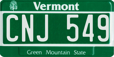 VT license plate CNJ549