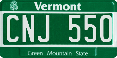 VT license plate CNJ550