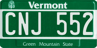VT license plate CNJ552