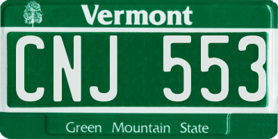 VT license plate CNJ553