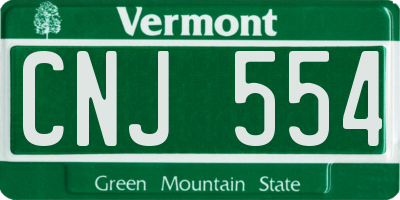 VT license plate CNJ554