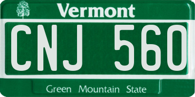 VT license plate CNJ560