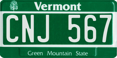VT license plate CNJ567