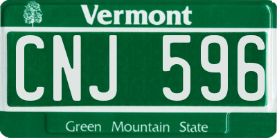 VT license plate CNJ596