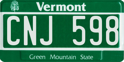 VT license plate CNJ598