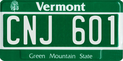 VT license plate CNJ601