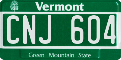 VT license plate CNJ604
